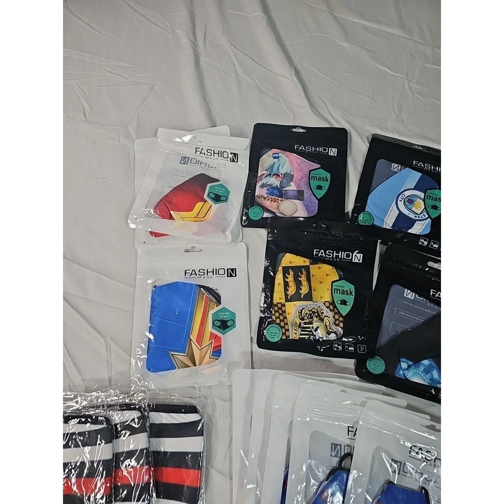 Lot‎ of 29 Reusable Fabric Face Masks Washable Soccer, Mickey, Harry Potter
